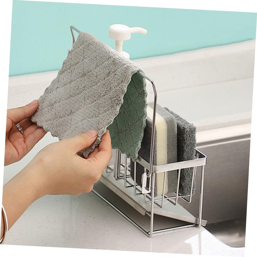 SHINEOFI Soporte para Esponjas de Cocina de Acero Inoxidable Escurridor Multifuncional para Paños y Utensilios de Limpieza Estante Compacto para Encimera Accesorio Práctico para