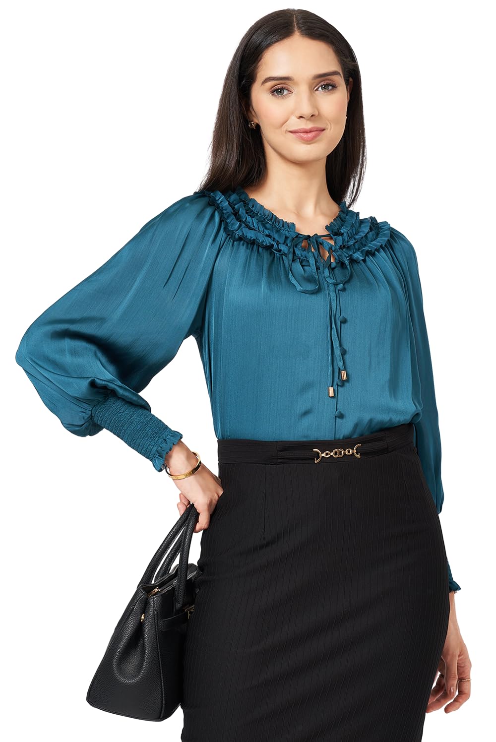 Annabelle by Pantaloons Women's Polyester Solid Comfort Fit Tops