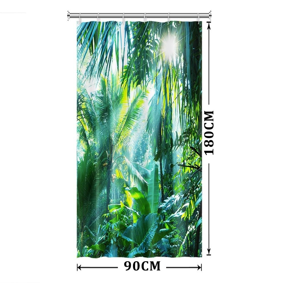Uiiooazy Cortina de Ducha de Hoja Eucalipto, Cortinas de Ducha Verde Oro Abstracto Planta Cortinas de Baño Antimoho Impermeable Lavable Tejido de Poliéster Cortina Ducha con Ganchos 90x180cm — view 228