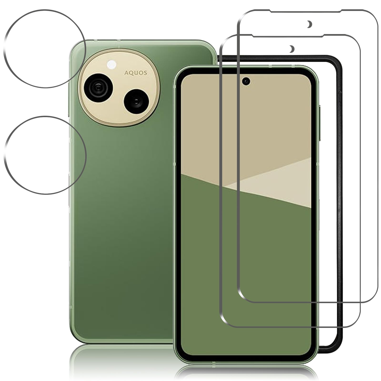 AQUOS Sense10 フィルム + AQUOS Sense10 カメラフィルム【旭硝子日本製】アクオスセンス10 保護フィルム 指紋認証対応 硬度9H 耐衝撃 スクラッチ防止 自動吸着 露出オーバー防止 アクオスセンス10 用の ガラスフィルム 気泡ゼロ 指紋防止「2+2枚入」