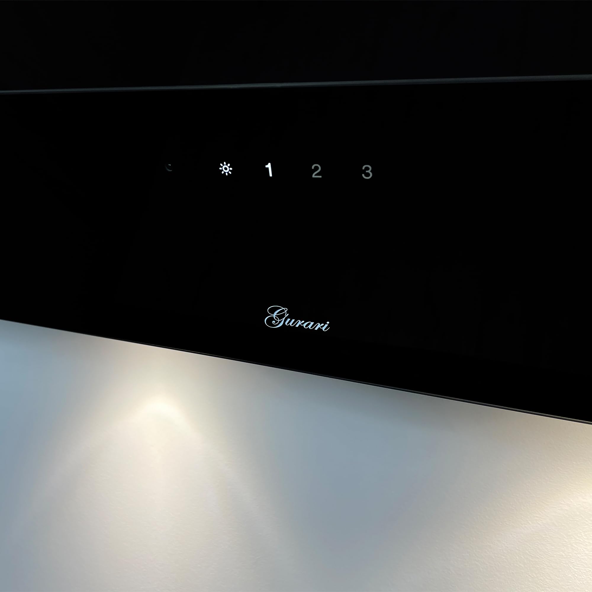 Gurari Dunstabzugshaube 80 cm kopffrei Schwarz Glas GCH 268.8 Abzugshaube Abluft/Umluft | EEK A | Sehr Saugstark 1000m³/h | TouchControl Wandhaube mit Fernbedienung, Timer, Randabsaugung