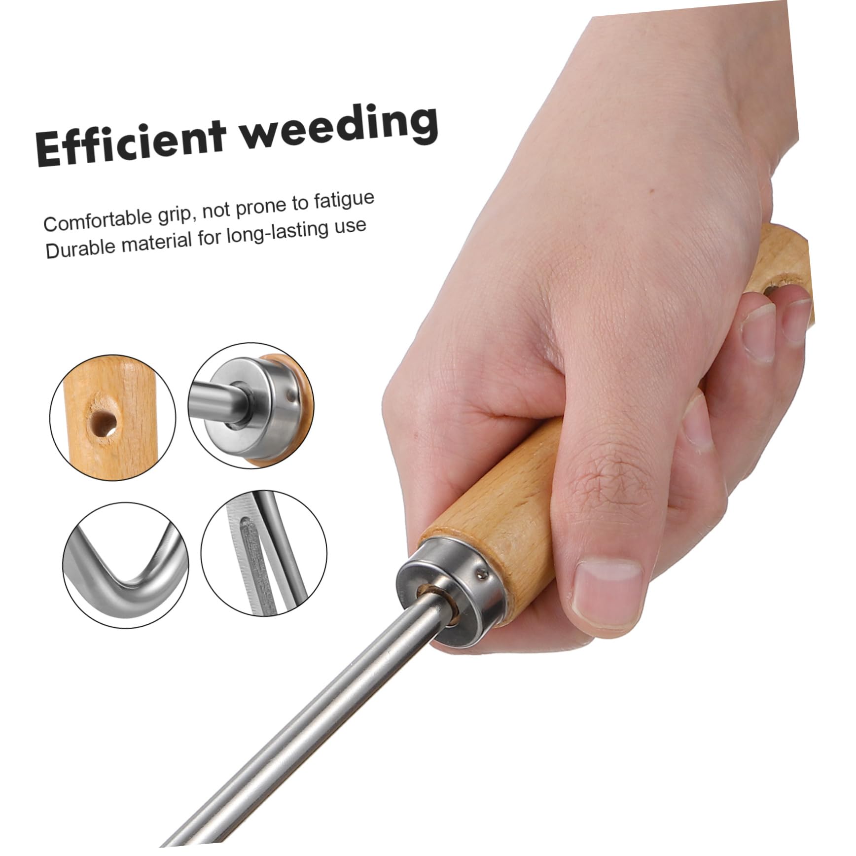 Milisten 4 Stück Hand Unkrautstecher mit Holzgriff Effizientes Entfernen von Ergonomisches Gartenwerkzeug für Müheloses Jäten und Graben für Enge Räume im Garten