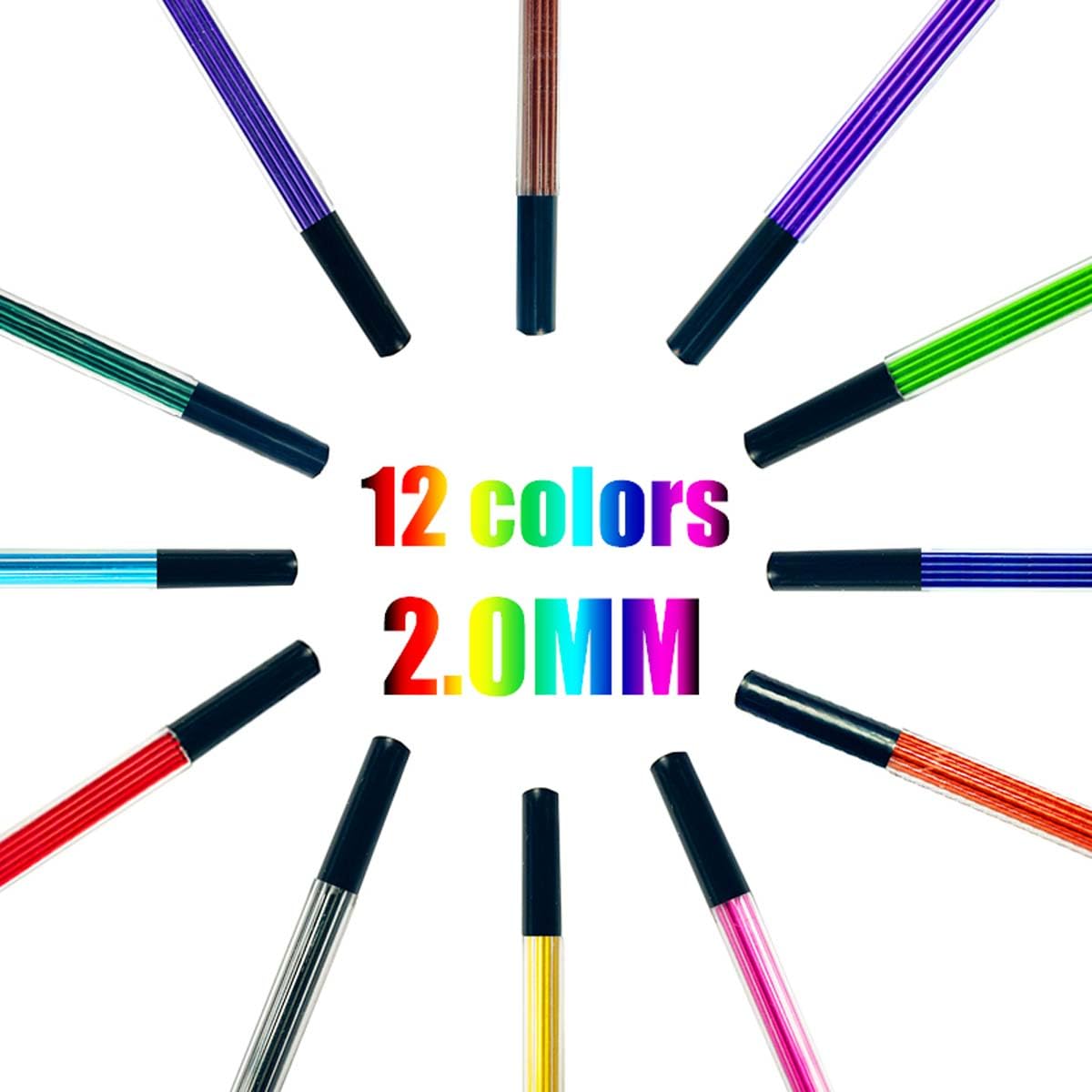 MROOFUL Mine da 2,0 mm, 96 pezzi, 12 matite colorate
