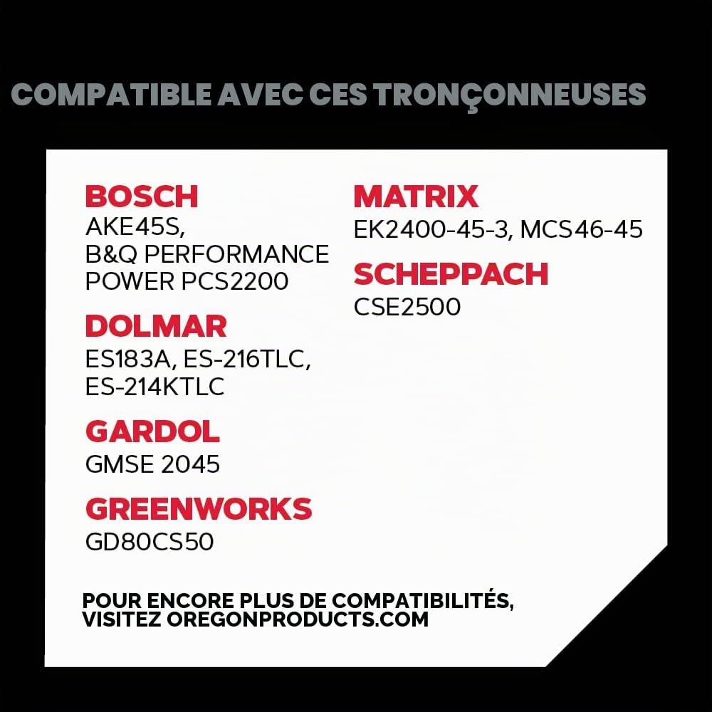 Oregon CS1500 - Tronçonneuse Électrique 230V avec Auto-Affûtage, Guide de 45 cm, Puissance 2400W & Lot de 3 Chaînes de Tronçonneuse pour Guide-Chaîne de 18" (45 cm), 62 Maillons d'Entraînement