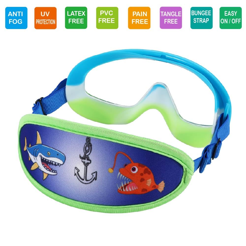 RUIGAO Kids Swim Goggles 4-7?Child Goggles No Hair Pull,Toddlers Swimming Goggles Fabric Strap