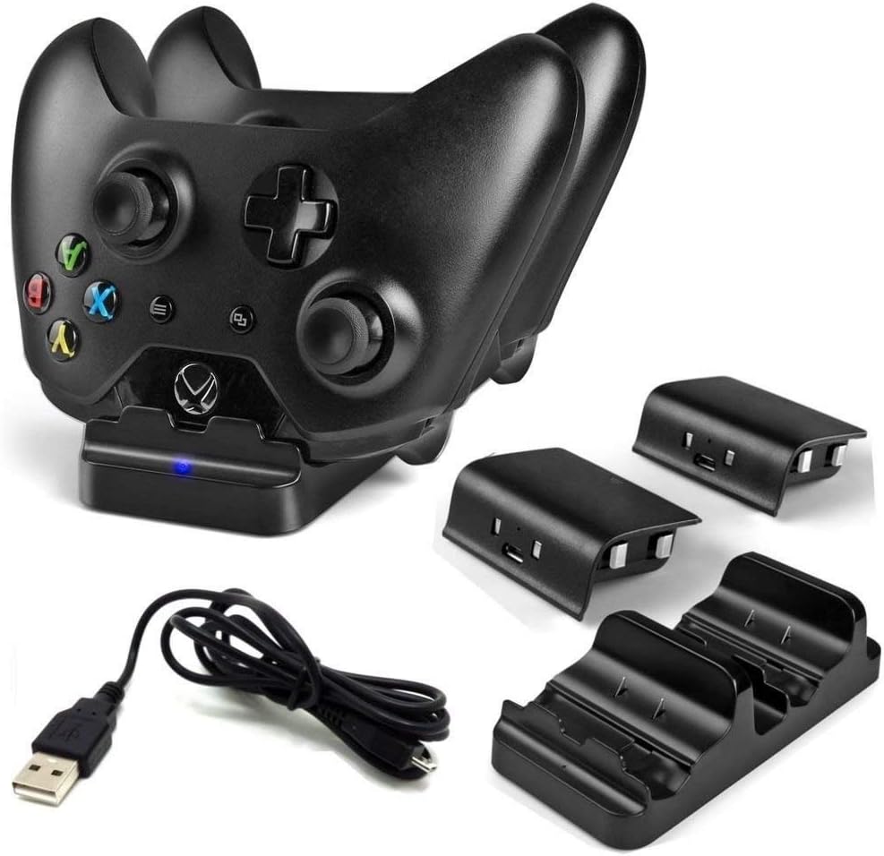 PDAPTMAG Compatible with Xbox One/One X/One S Controller Charger, Dual Slot Charging Station with 2 Rechargeable Battery Pack : Video Games