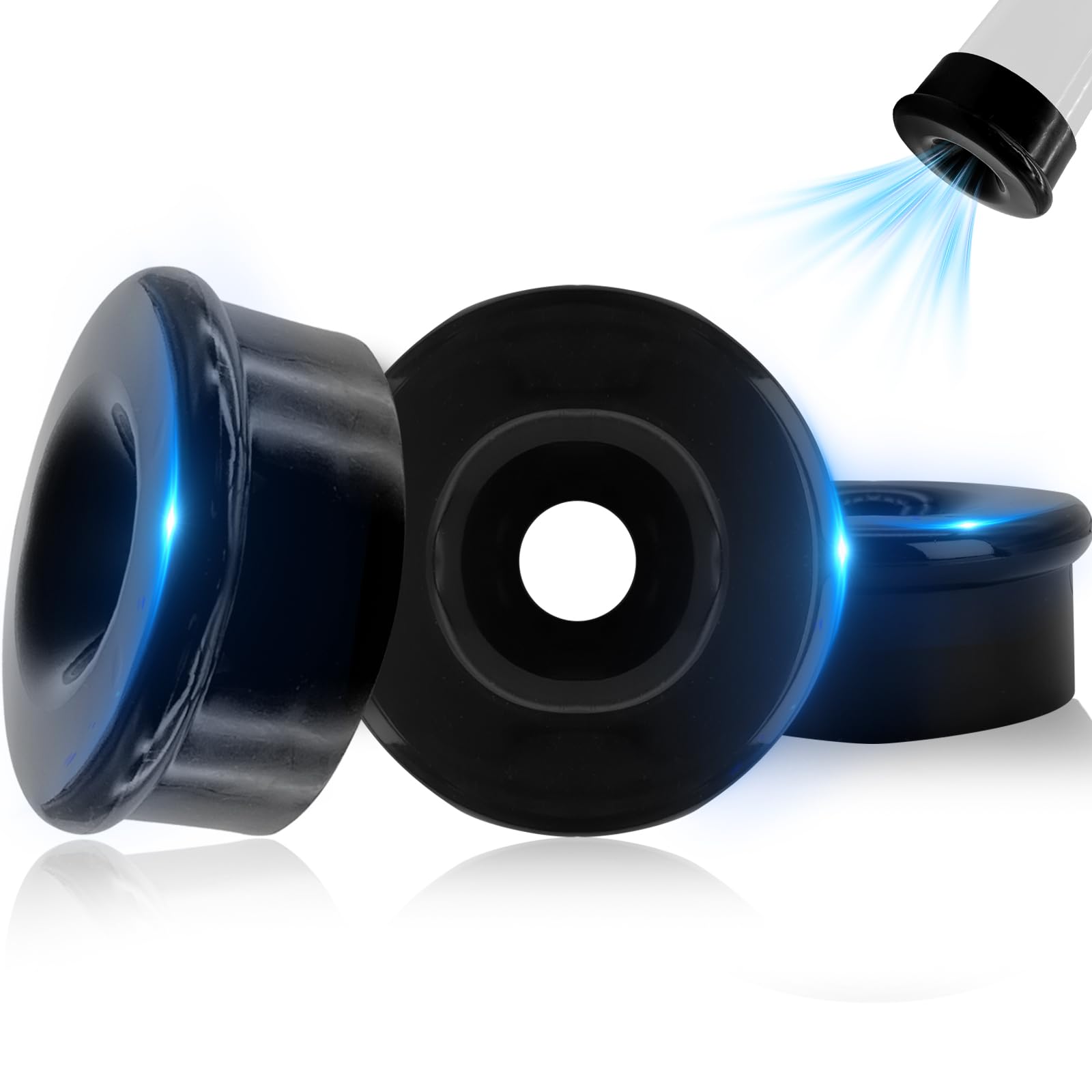 Kit de pompe d'agrandissement en silicone Manchons de rechange universels en silicone pour pompes à vide électriques doux spécialement conçus pour des ouvertures de pompe de 6,5 à 7,2 cm noir lot de 3