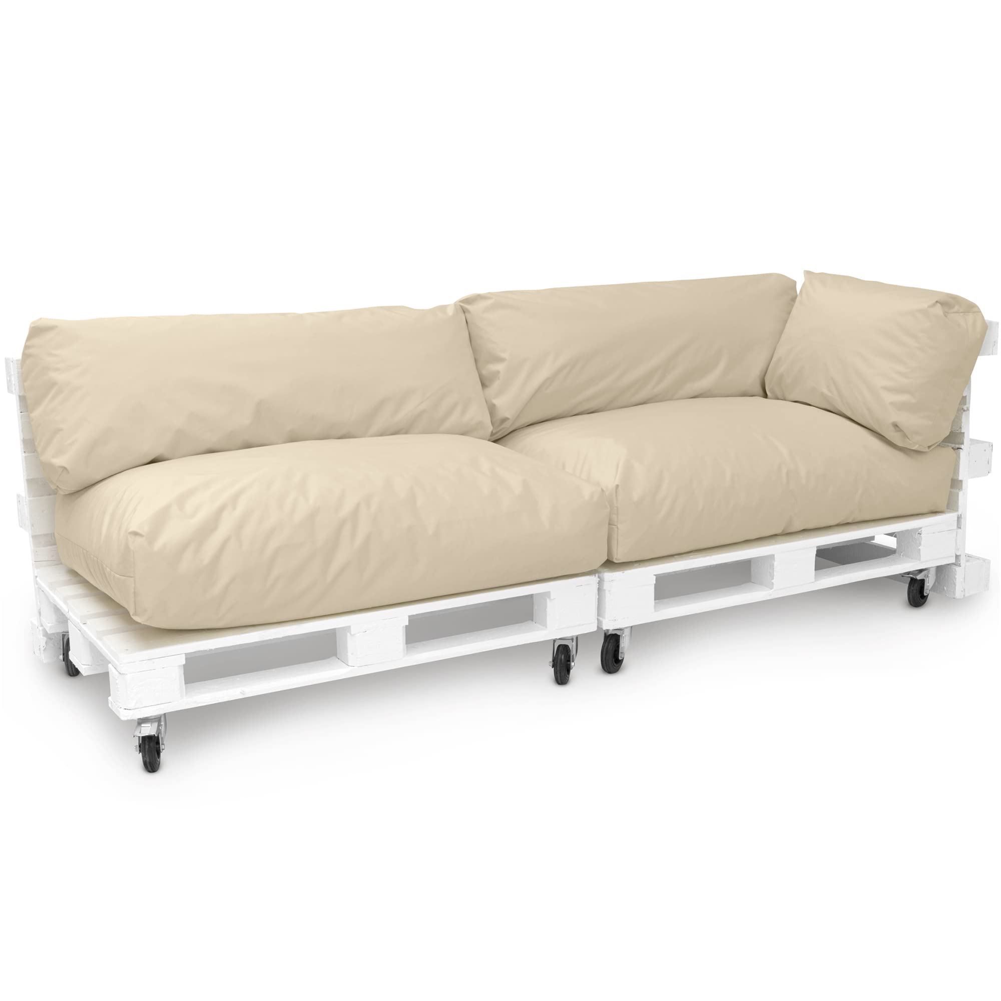 Spatium Jumbo XXL pallet cushions from removable pillowcase, water and dirt resistant, cushions for pallet furniture Beige, 5-Piece set