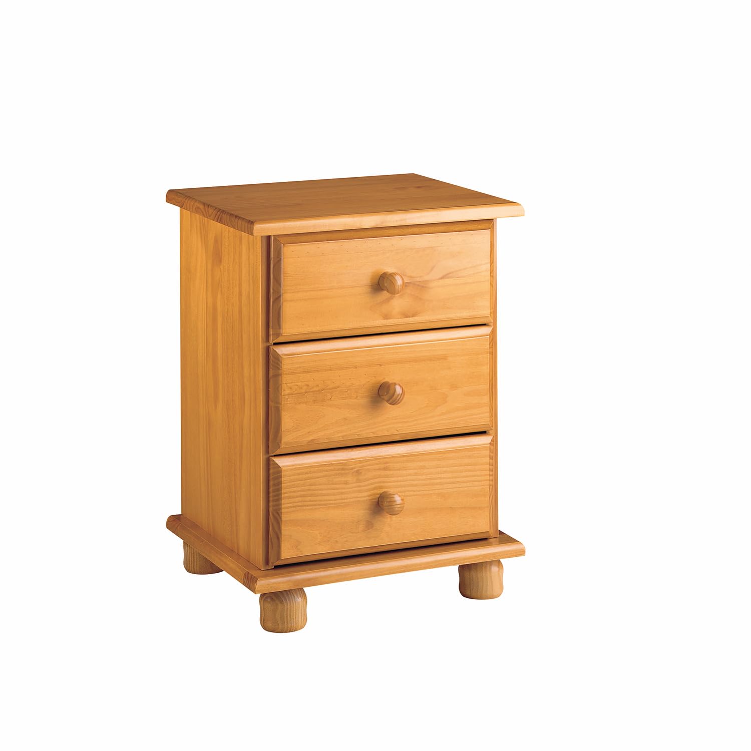 Mesita Altea 3 cajones, realizada en Madera de Pino Maciza, Serie Canet. Medidas (55x48x34) cm. (altoxanchoxfondo) (Miel)