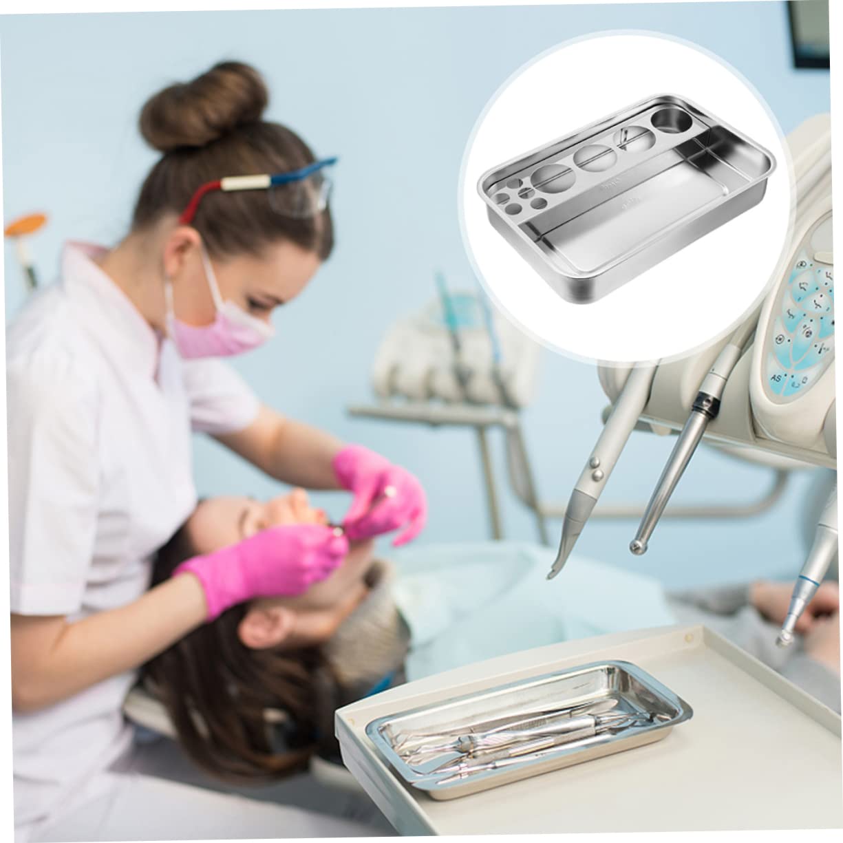 ERINGOGO 1Pc Professional Therapy Tray Stainless Steel Tool Tray for Change Easy to Clean for Clinics Hospitals and Laboratories