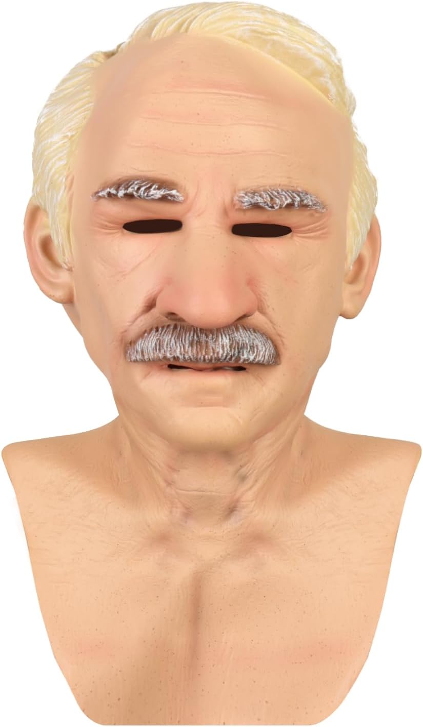 Old Man Mask,Realistic Wrinkle Face Mask,Halloween Costume Cosplay Masquerade Party Props
