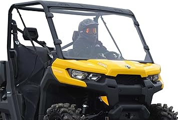 SuperATV Heavy-Duty Full Windshield for Can-Am Defender HD5 / HD8 / HD10 / HD 11/ MAX See Fitment|Standard 1/4" Thick Polycarbonate - Preinstalled Bulb Seal - Made in USA