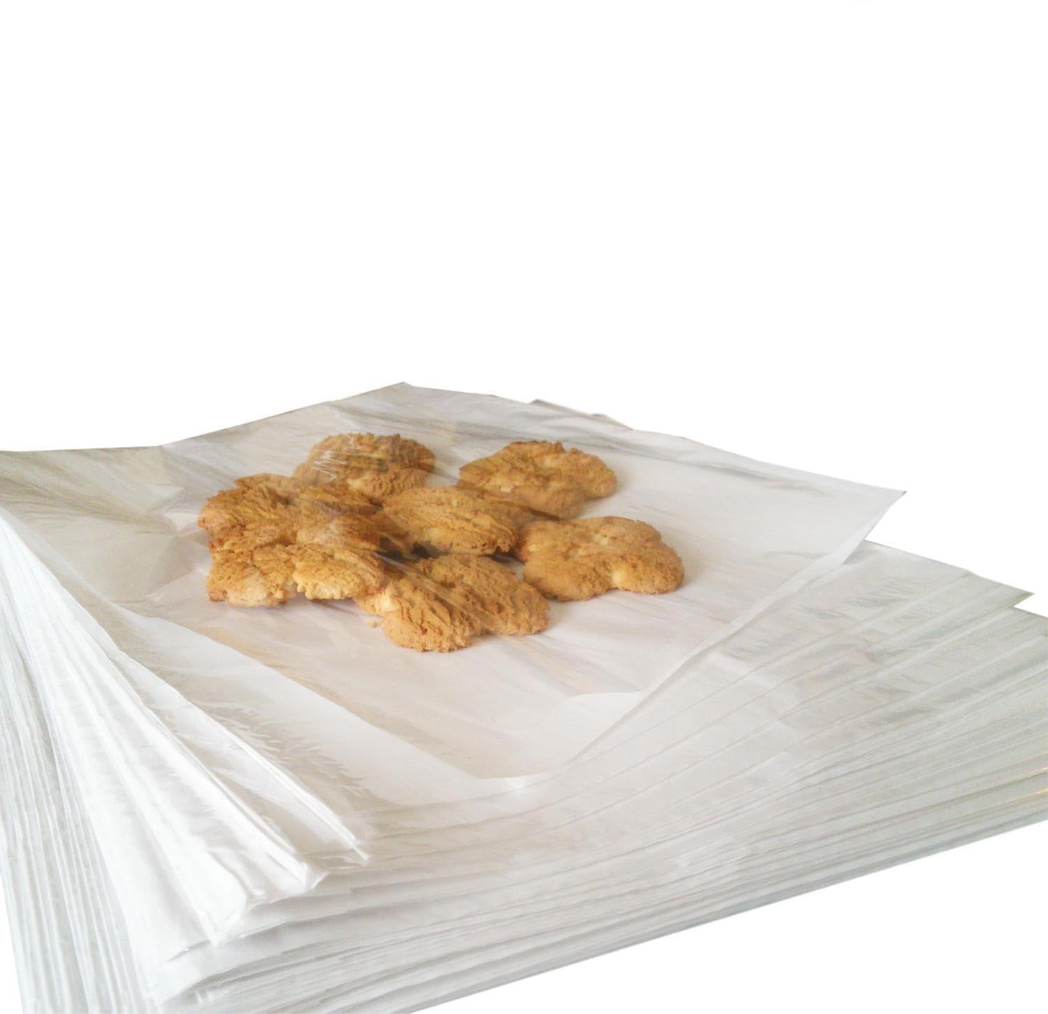100 White Film Front Bags - Cellophane Clear Window Sandwich Food And Pastry Paper Bags (8.5 x 8.5 Inch)