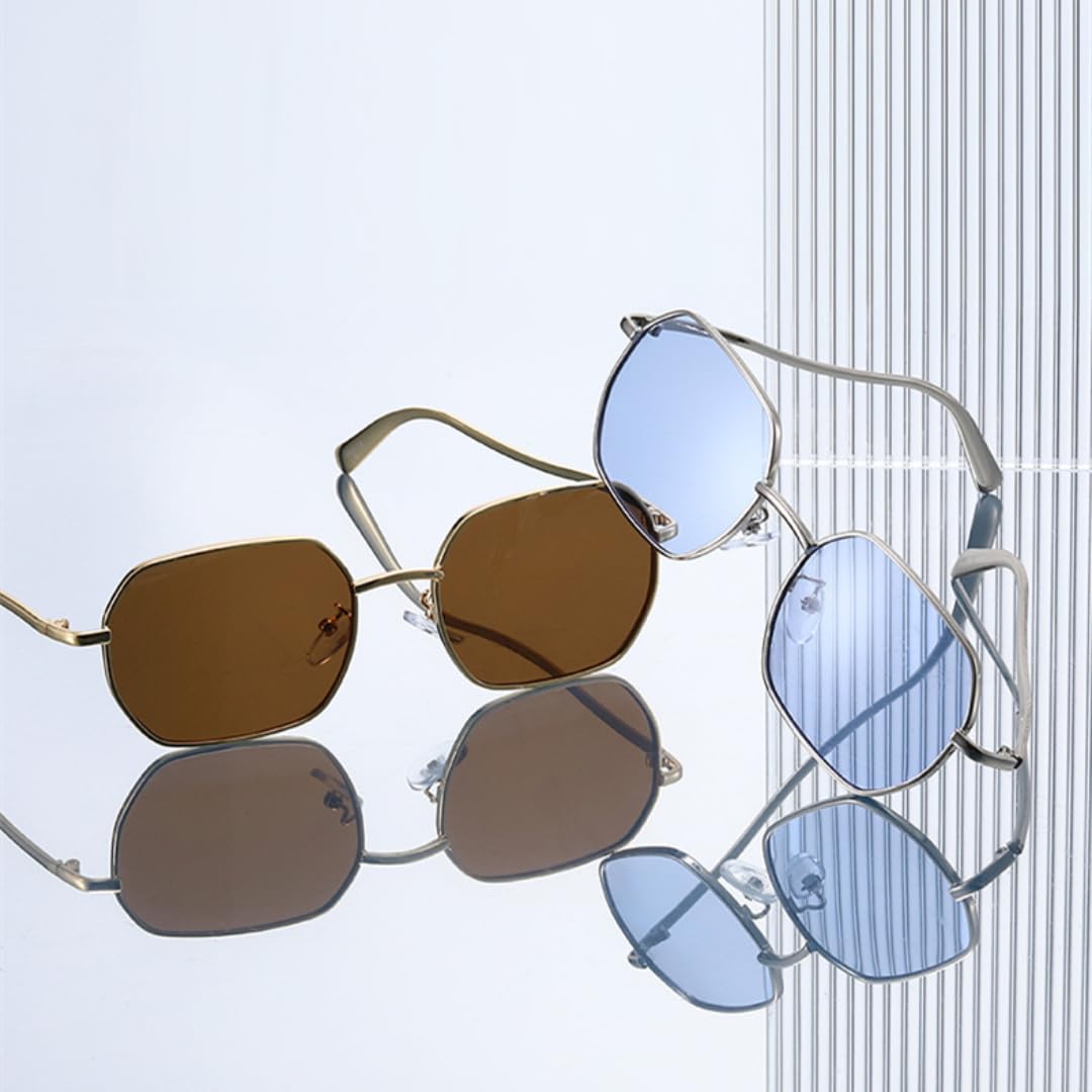 Moda Poligono Occhiali Da Sole Delle Donne Retro Telaio In Metallo Tonalità Uv400 Occhiali Femminile Punk Uomini Occhiali