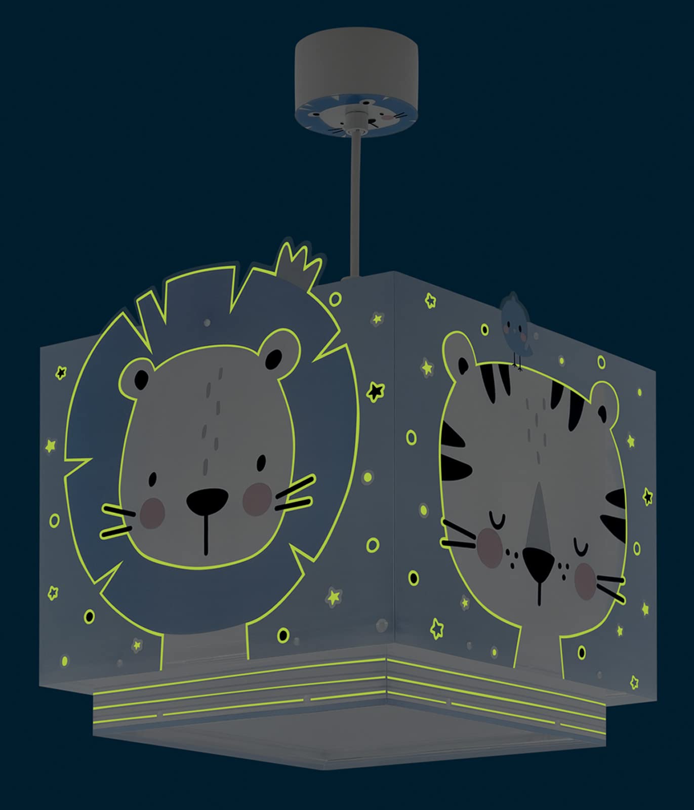 Dalber Lampada da soffitto per bambini Baby Jungle blu Jungle Orso Leone Tigre Coniglio