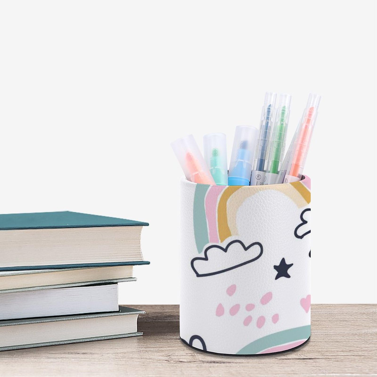 Amazon.co.jp: ペン立て かわいい 雲 虹 足跡 丸型 鉛筆立て ペン