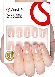 Curvlife Soft Gel Press on Nails, 30Pcs 15 Sizes Mirror Pink Nail Tips, Full Cover Design Reusable Fake Nails Kit with Glue and Adhesive Tabs