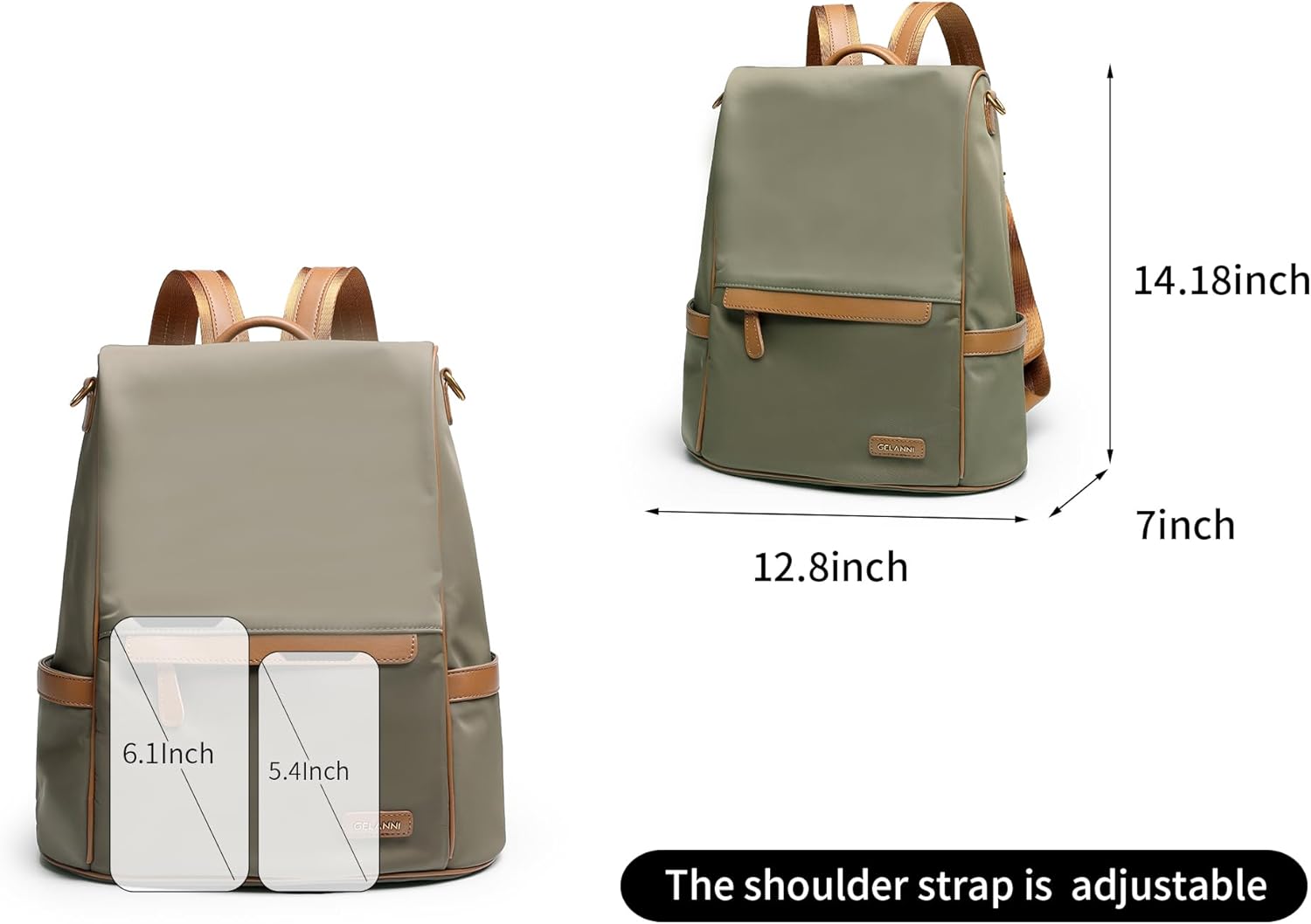 Womens Backpack Purse Anti-theft Fashion Waterproof Lightweight Small Backpack for Women Ladies Travel Nylon 2616-Green - Image 4