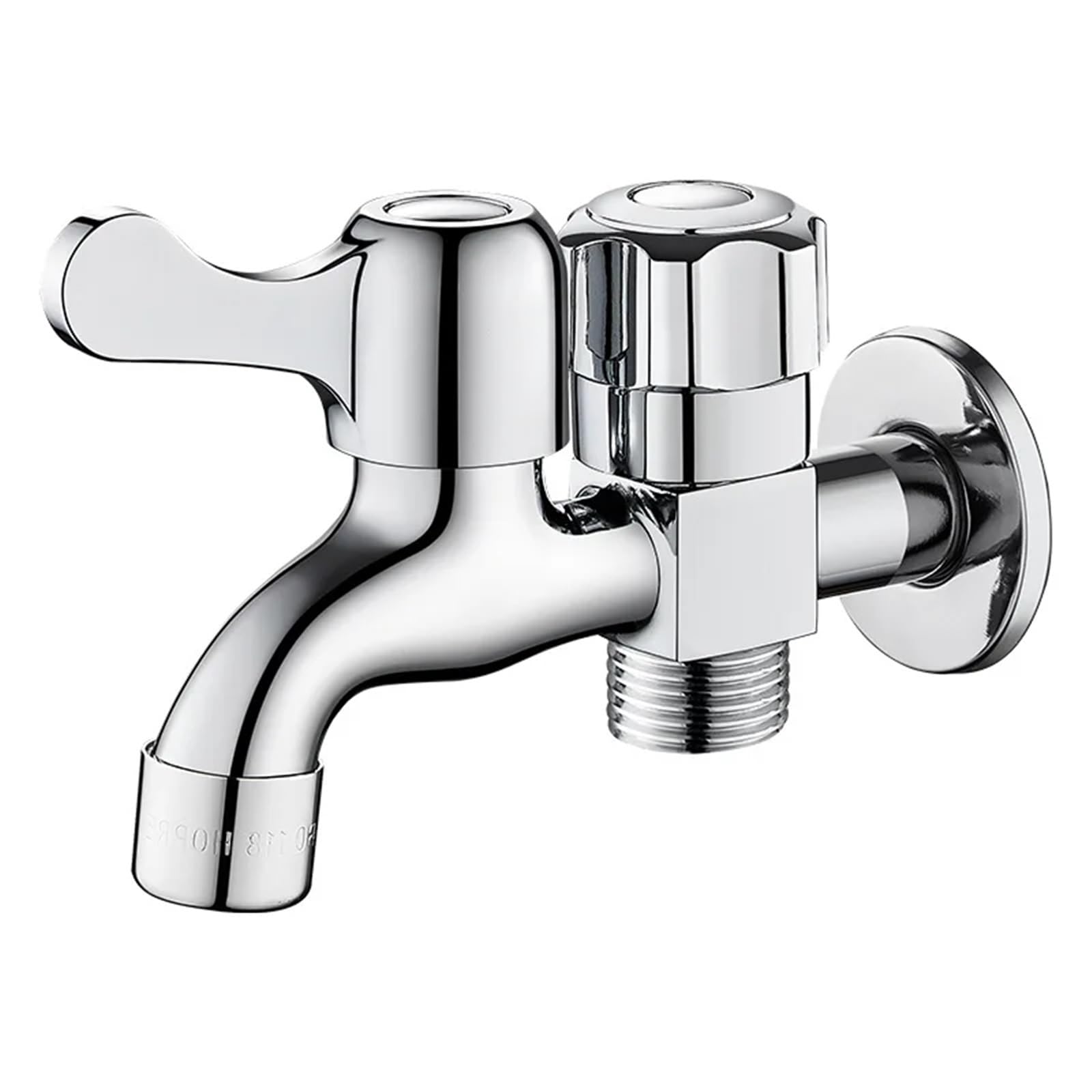 ISCBAFYX Grifo de Doble Salida de Agua de Acero Inoxidable, fregona de una Entrada, Dos Salidas, Grifo para Piscina, Grifo para Lavadora de Doble Agua (H)