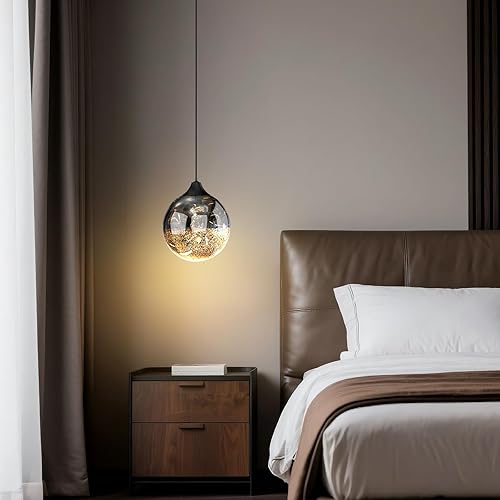 ziidoo Modern Globe Pendant Light,Celestial Night Sky Ornamental Glass Sphere Adjustable Hanging Lamp for Kitchen Island Bedroom Ceiling Lights