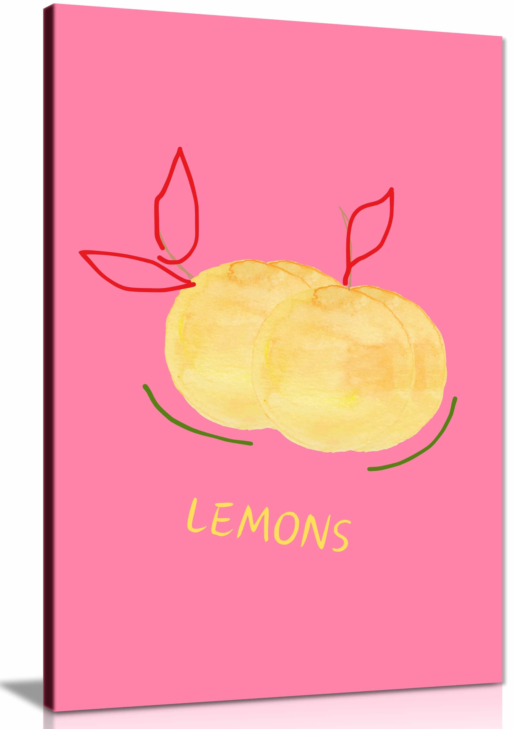 Lemons in Pink Framed Canvas Print, Pictures for Home Walls, Bedroom, Living Room & Bathroom Decor 31x20cm (12x8in)