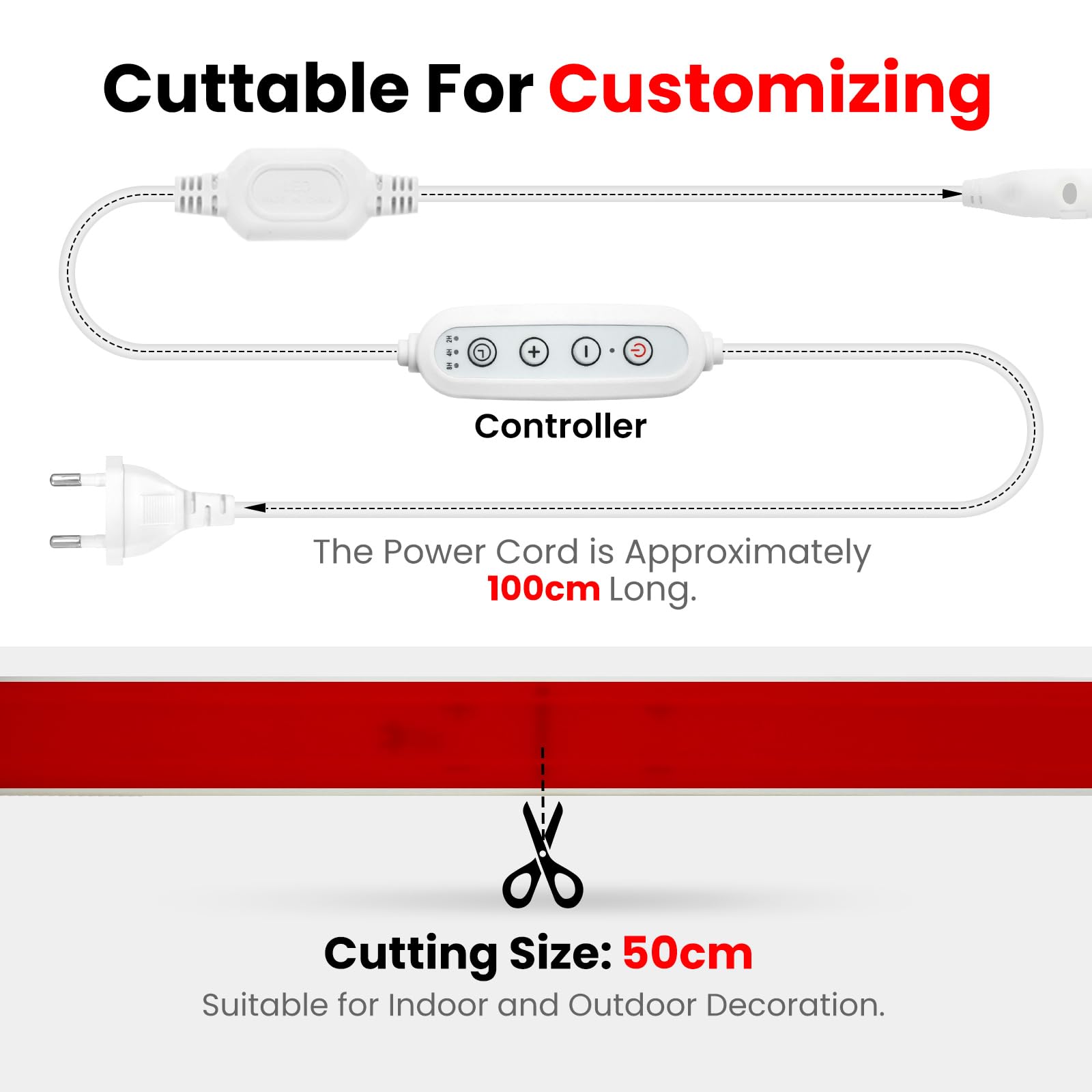 Dimmable Ruban LED COB avec Fonction Minuterie, Lumière au LED IP65 étanche 230V 288LEDs/m Silicone Bandeau Autocollant Flex Ruban LED Light Strip pour Intérieur/Extérieur (Blanc naturel, 12M)