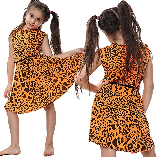 A2Z 4Kids Girls Skater Dress Leopard Neon Colors Top Dance Party Summer Dresses with A Free Belt Age 5-13 Years3