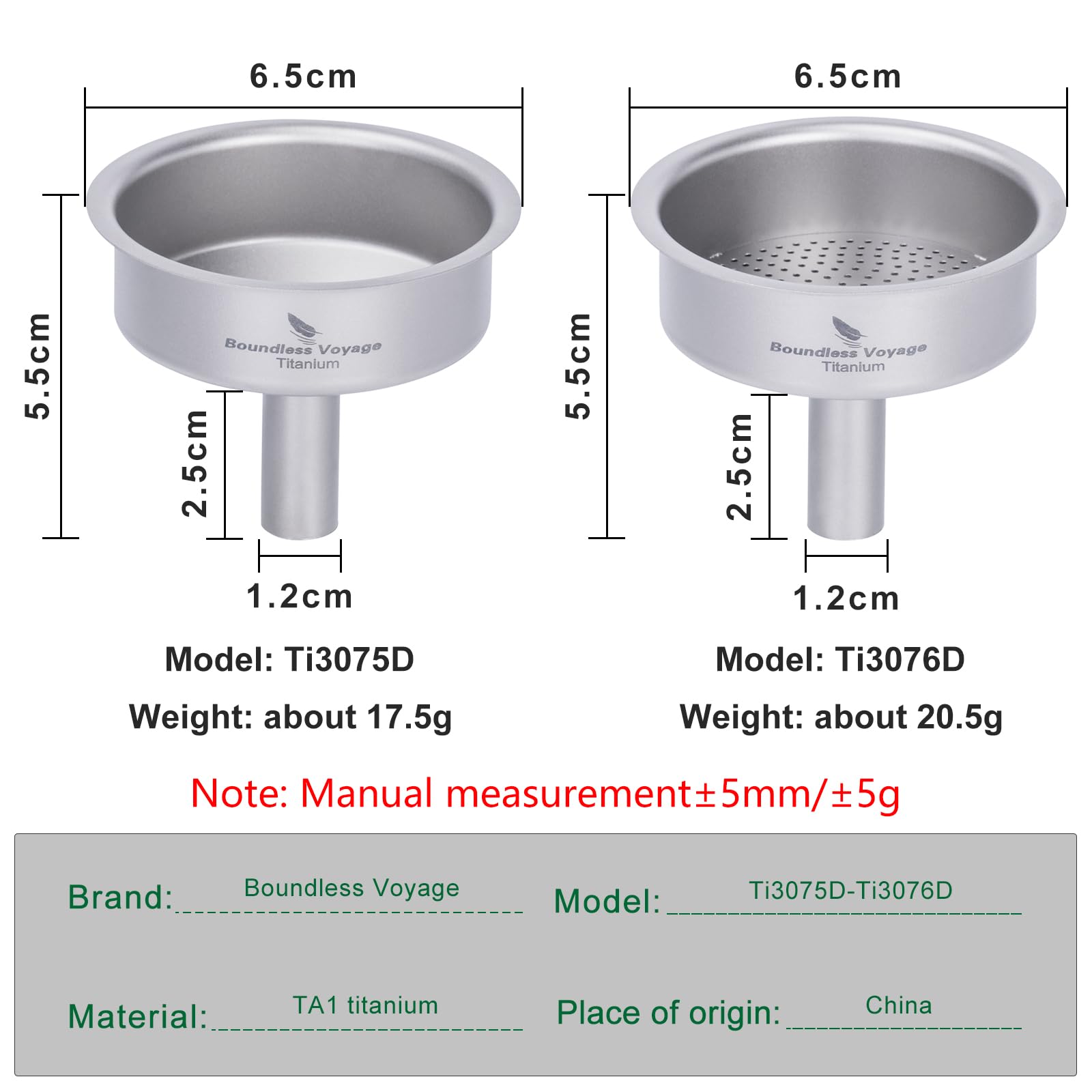 Boundless Voyage Titanium Funnels Kitchen Funnel Set, Hip Flask Funnel, Small Metal Funnels, Kitchen Funnels for Essential Oil, Spices, Flask