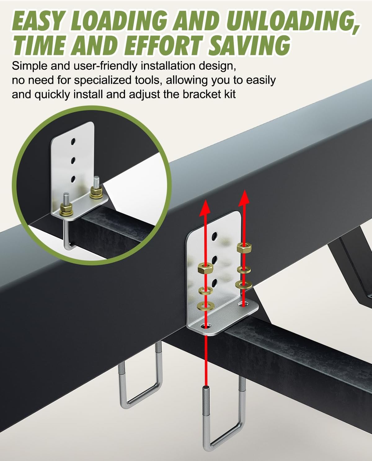 Heavy-Duty Steel 6" L-Type Boat Trailer Bunk Bracket Kit Fit for 3x3 Boat Trailer Crossmembers
