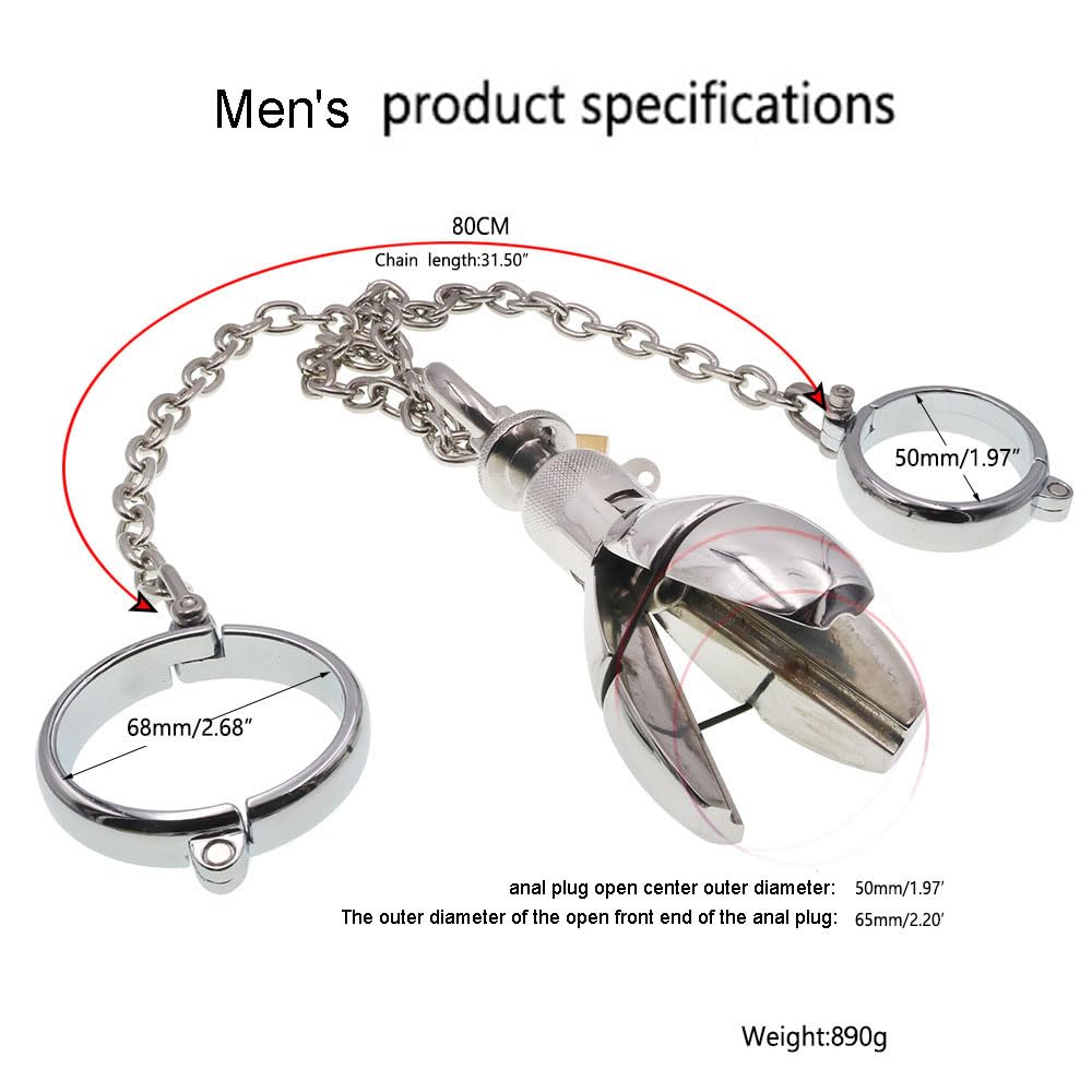 Manette in acciaio inossidabile con dilatatore anale bloccabile, plug anale con blocco anale, set di bondage SM, giocattoli sessuali erotici for uomini e donne(Männer)