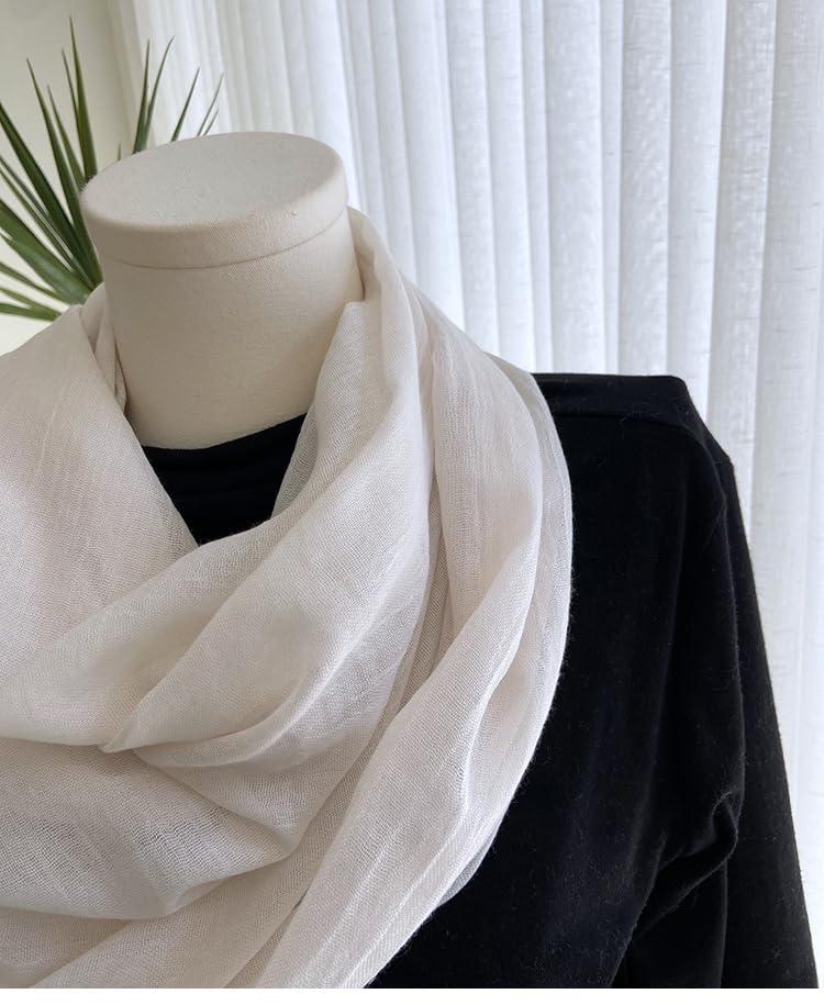 Women Lightweight Cotton Linen Scarf Long Fringe Scarves Shawl for Spring Summer Season Travel4