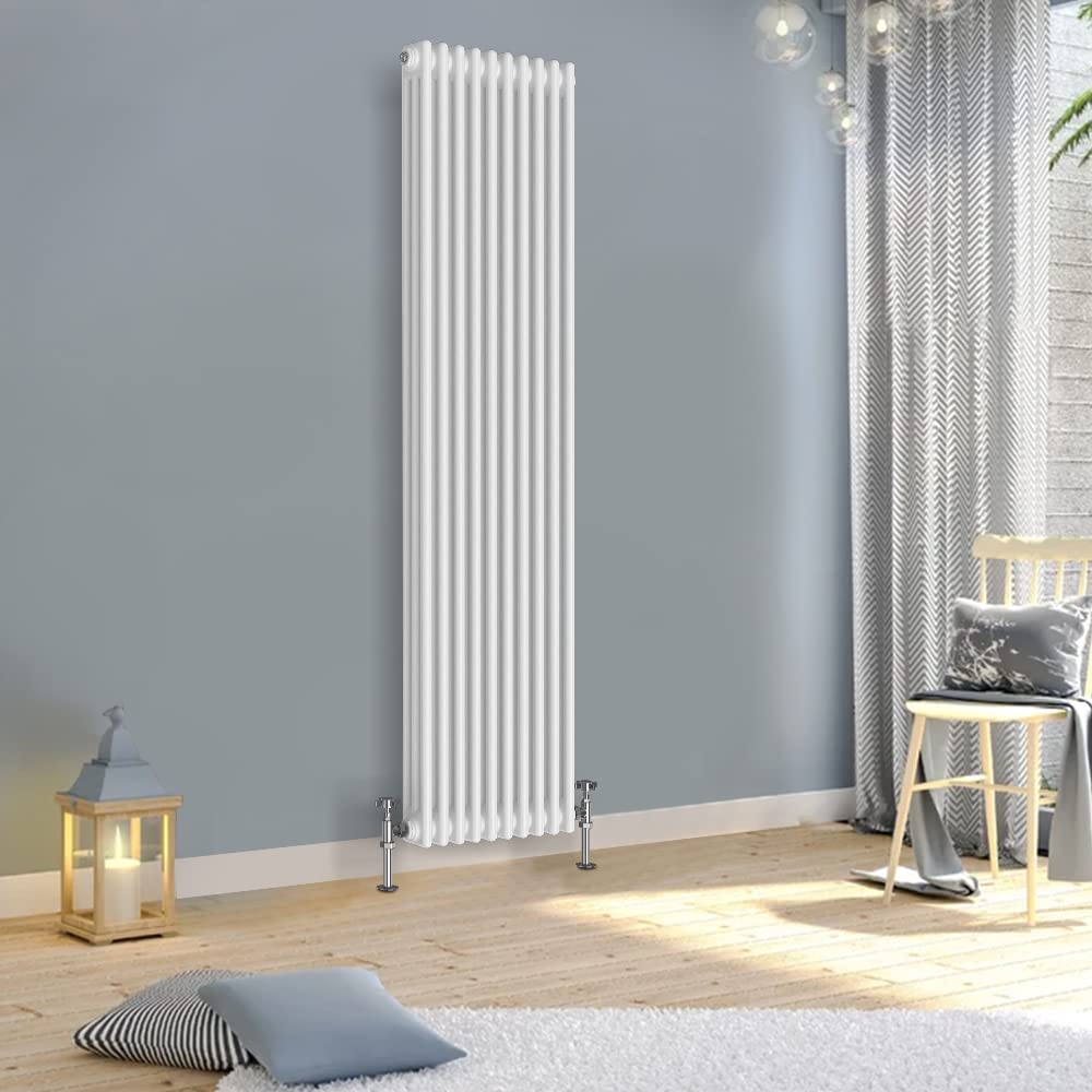 Warmehaus White 1800X470mm Vertical Traditional Radiator 3 Column Cast Iron Style Tall Upright Radiator Central Heating