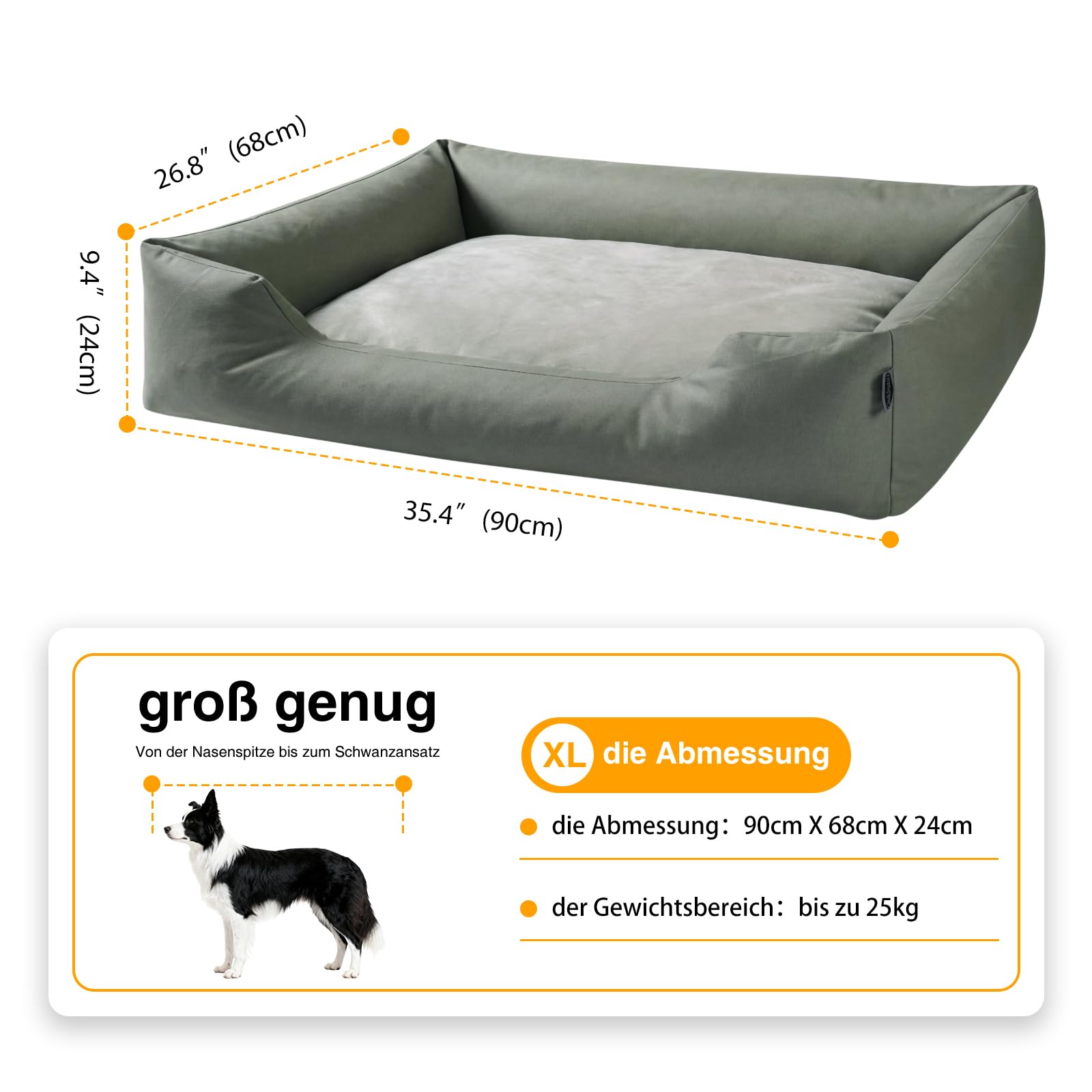 Zedelmaier Hundebett für Hunde & Katze, Dog Bed - 90×68×24cm, Dicker Hundekissen, ergonomisches Hundebetten mit abnehmbarem Bezug, kratzfestes & wasserdichtes Hundekorb, Hundesofa waschbar