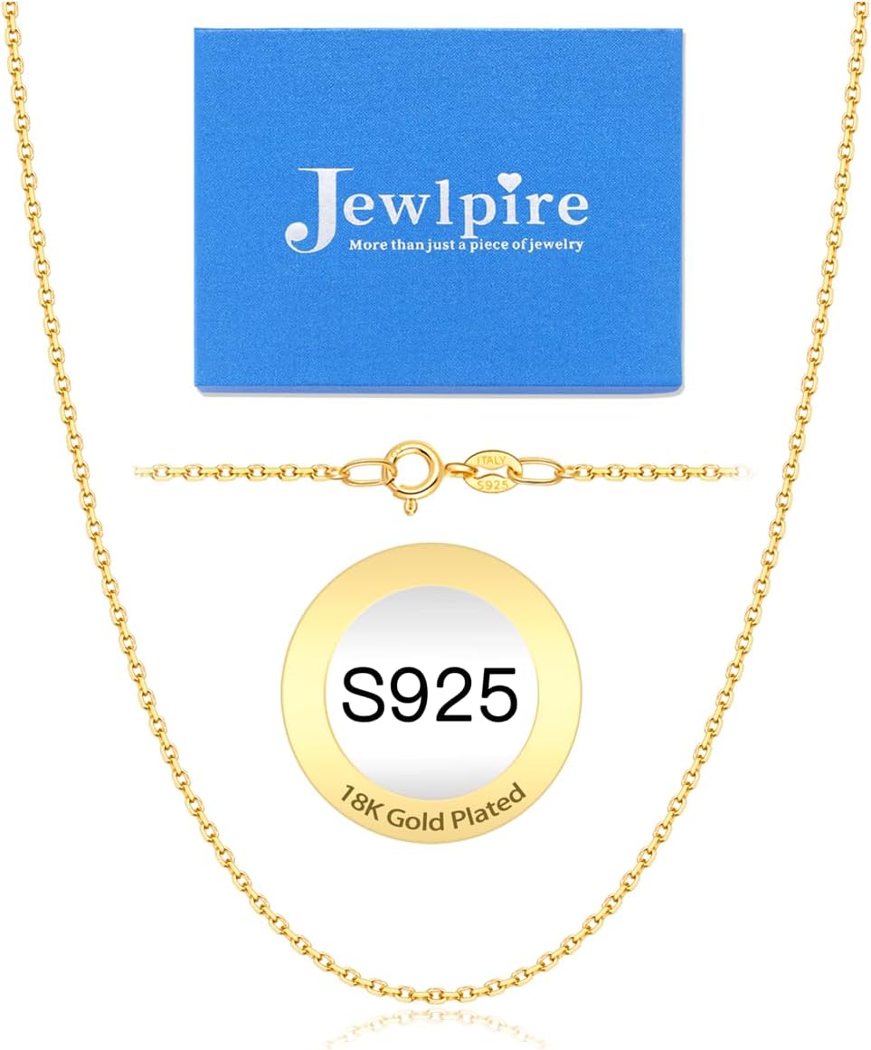 Jewlpire 925スターリングシルバーチェーンネックレスチェーン 女性用 1.1mm ケーブルチェーンネックレス アップグレードスプリングリングクラスプ - 薄くて頑丈 - イタリア品質 16/18/20/22/24インチ