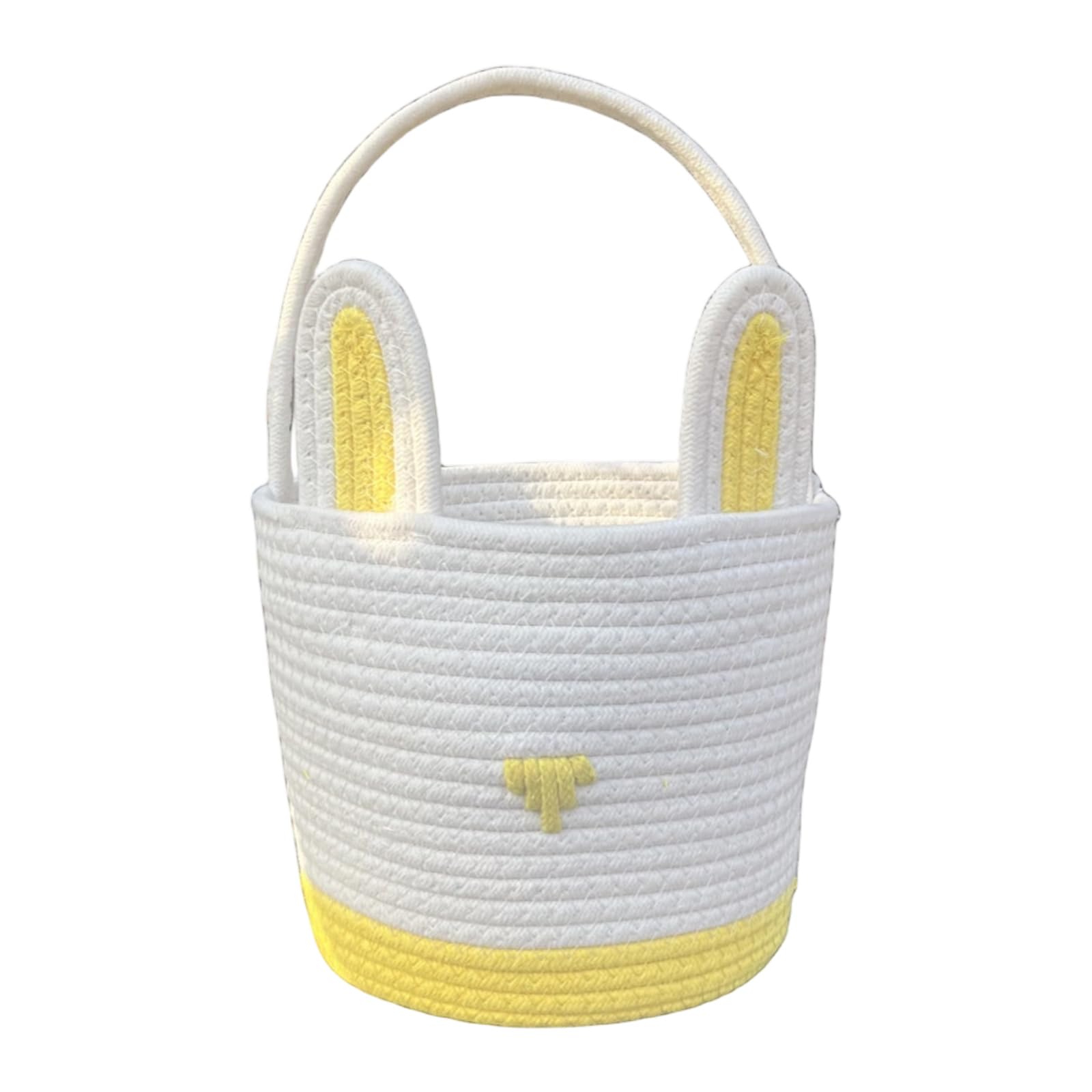 NVOQILIN Adorable Rabbits Face Easter Basket Cotton Rope for Kids Easter Eggs Collection and Treasure Hunt Decors Festival Cotton