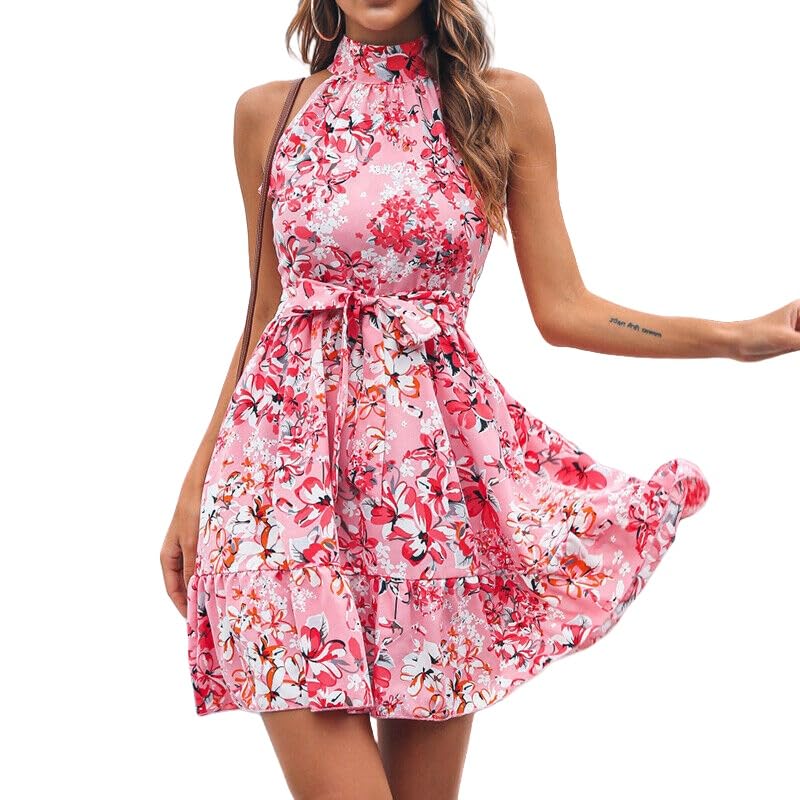 BlancsserD Ragazze Scollo A V Senza Maniche Una Linea Altalena Abito Smocked A Quadri Casual Boho Cocktail Vacanza Spiaggia Tie Up Vita Abito 60059122
