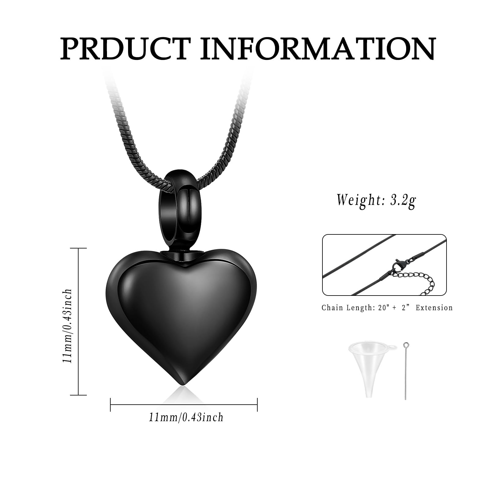VCCWYQK Mini Heart Cremation Urn Necklace for Ashes Stainless Steel Memorial Ashes Pendant Keepsake Jewelry for Women Men (C) - Image 2