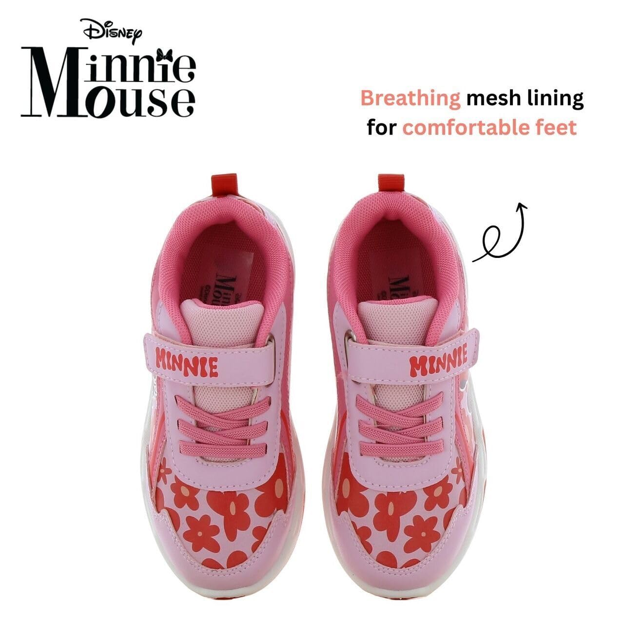 Leomil Disney Minnie Basket Enfant Fille Lumineuses | Chaussure lumineuse Fille, Lightweight EVA sole, Idéal pour l'école et les loisirs, Mickey & Friends, Cadeau pour Enfants