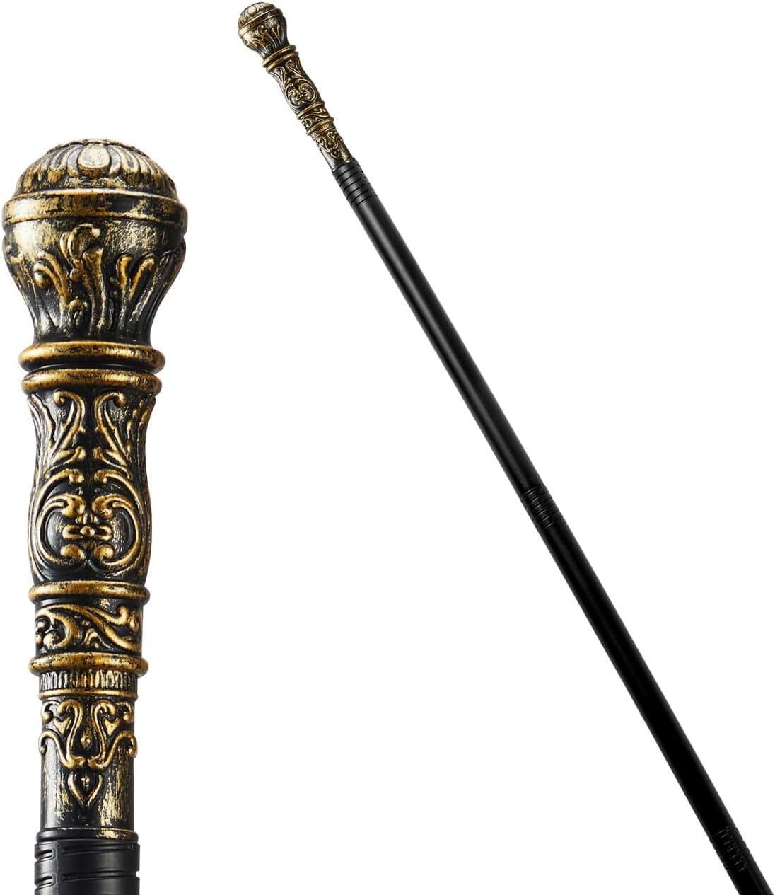 JOYIN Halloween Staff, Elegant Vintage Gold Walking Cane Prop Stick Kids Women Men Costume Party, Halloween Cane for Pretend and Play Costume, Vampire Dress Up Parties