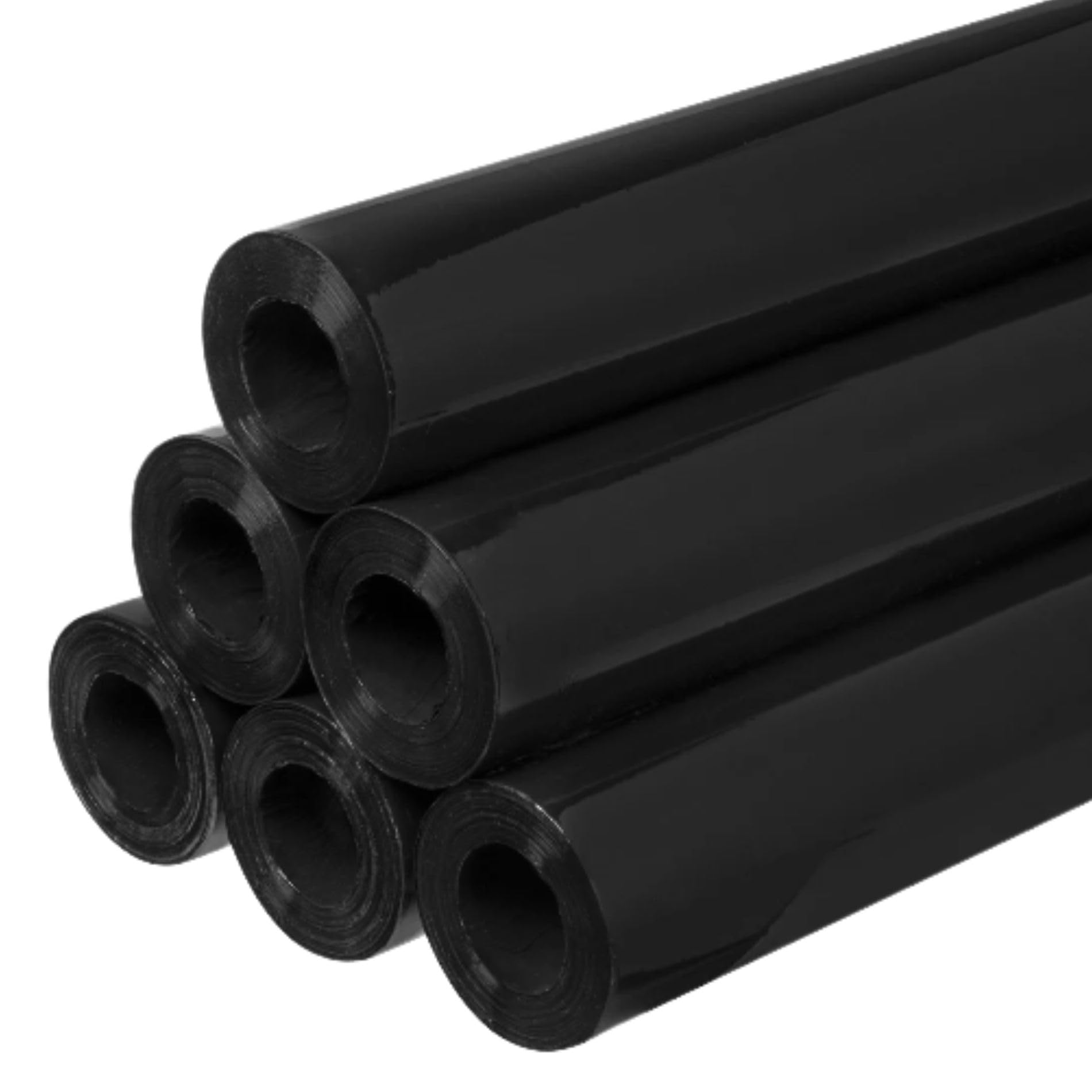 Stretchfolie Schwarz 50 cm mit Abroller - Set mit 6 Stück Verpackungsmaterial und Gleithülse für Stretch - Verpackungsfolie 203m mit Strechfolienrolle Abroller für Lagerarbeiten