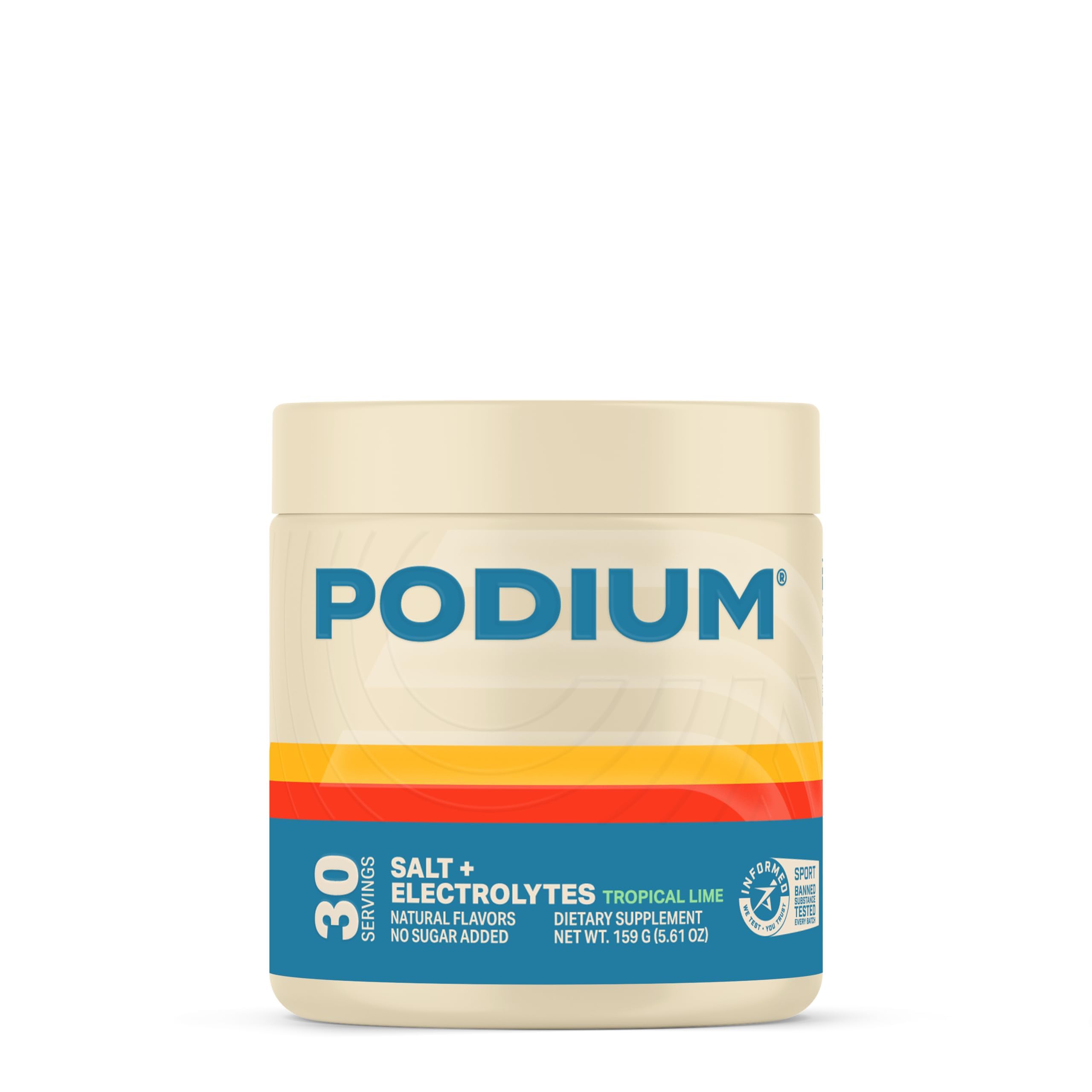 Podium Nutrition Training Salt + Electrolytes Powder, Tropical Lime, Post Workout Hydration & Muscle Recovery Support, Electrolyte Drink, Magnesium, Potassium,Calcium, Sodium Salts, 30 Servings