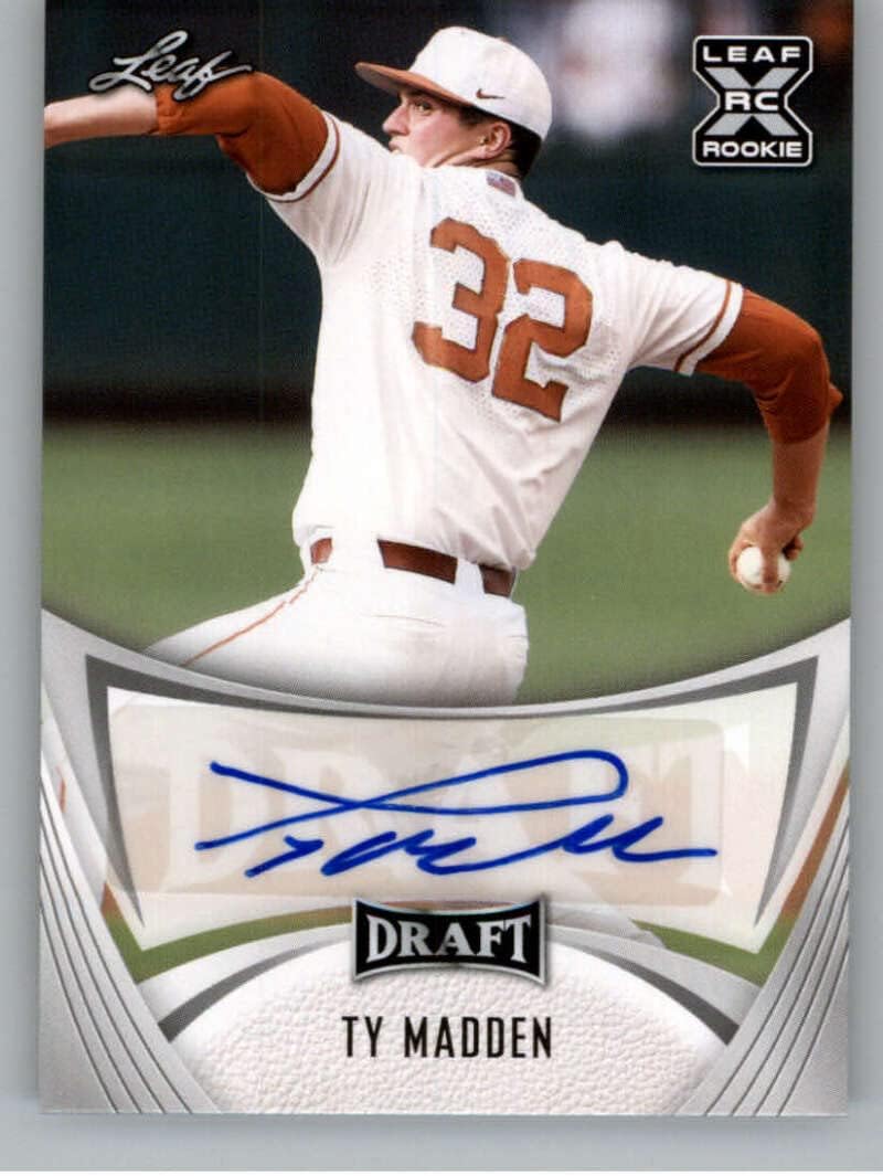2021 Leaf Draft Autographs #BA-TM1 Ty Madden RC Rookie Card Auto Autograph XRC Draft/Prospect Baseball Card in Raw (NM or Better) Condition