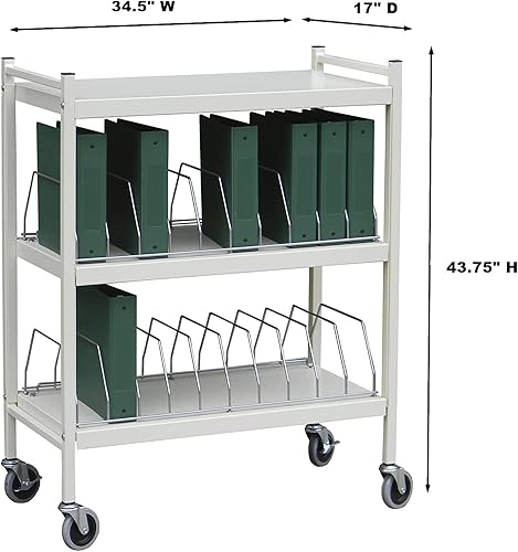Miniatura 2 de Estante vertical estándar para gráficos abiertos, 3 estantes, capacidad de 20 carpetas (beige)