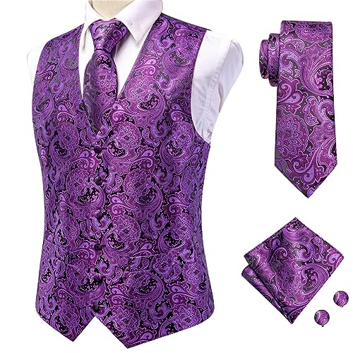Jacquard Silk Men's Vest Handkerchief Cufflinks Set Waist Coat Jacket Tie For Men Wedding Business2