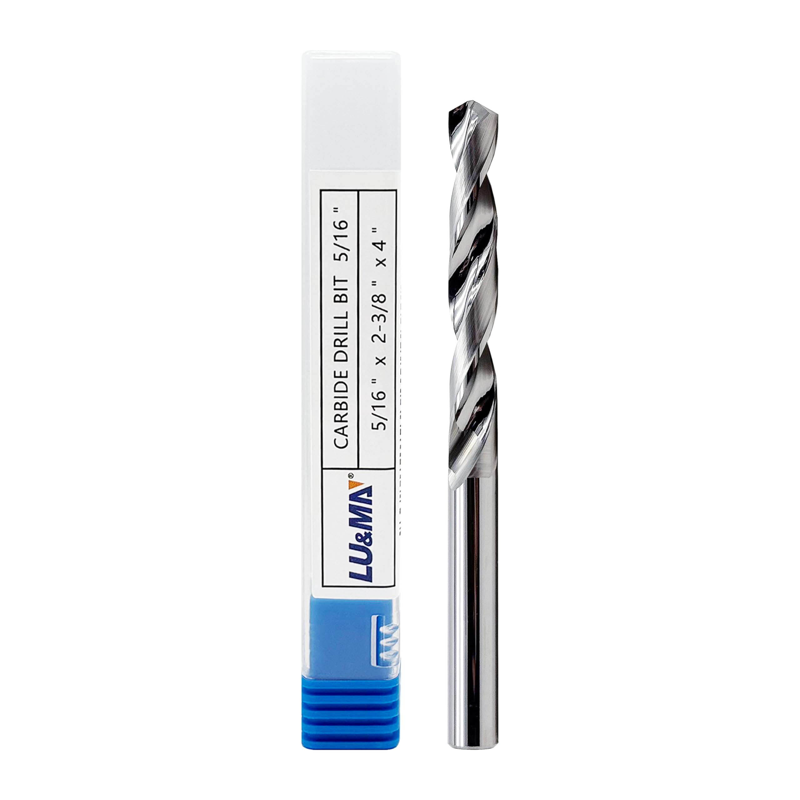 LU&LU&MN Solid Carbide Jobber Drill Bits with Straight Shank and 118° Point Angle, Made from Tungsten Carbide Material - 5/16", 1pcs