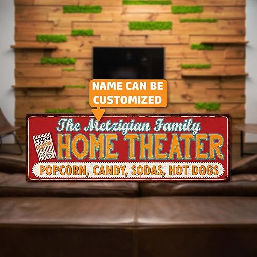 Miniatura 2 de Letrero personalizado de cine en casa para sala de cine, decoración de pared, placa decorativa de 6 x 18 pulgadas, metal de alto brillo 206180100001