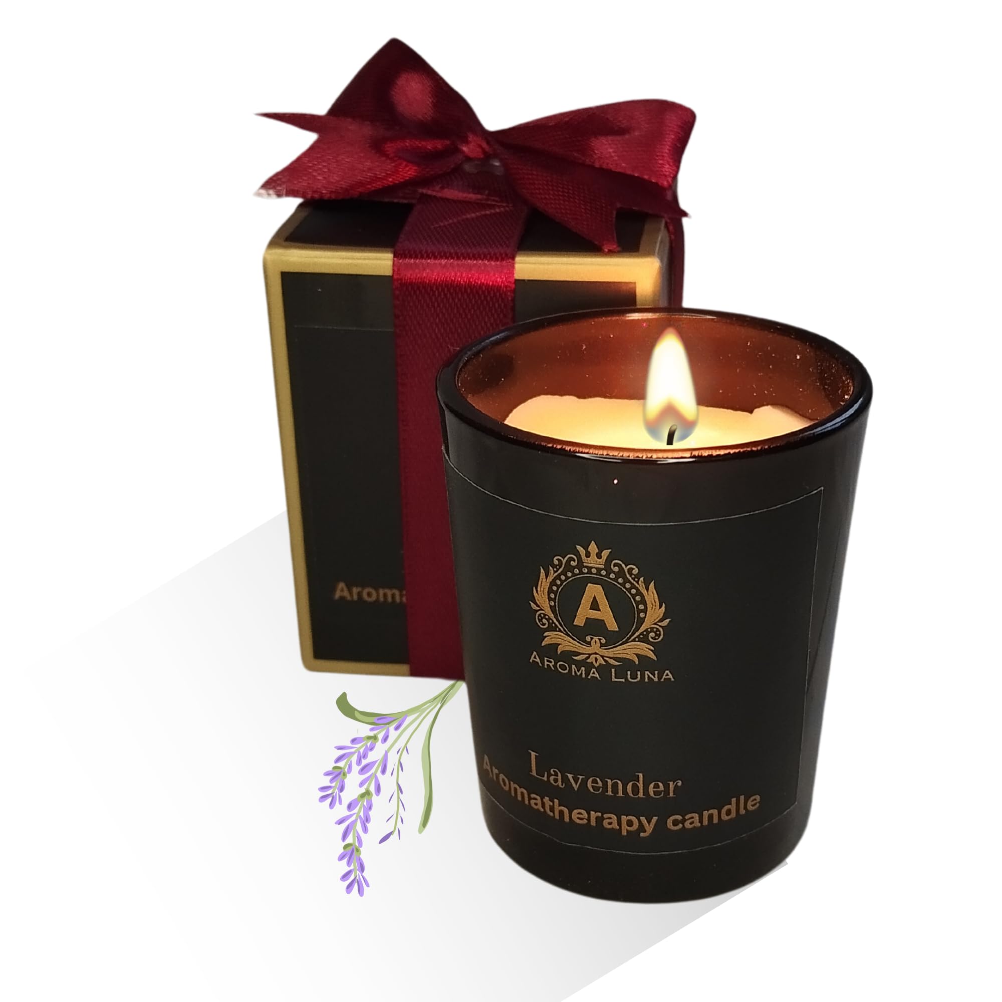 Luxury Scented Candles Set - Rose, Lavender, Miss Coco, Freesia | Black Jar Collection | Perfect Gifts | Christmas Scents | Aromatherapy Bliss (Lavender), small