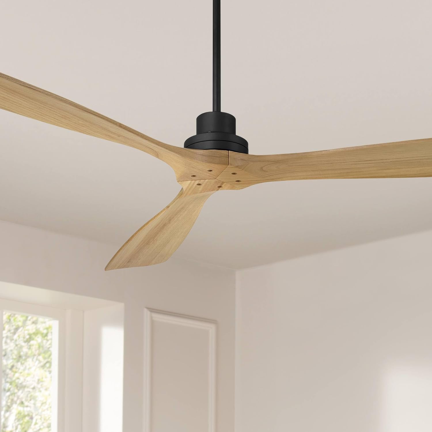 Casa Vieja 66" Delta XL Modern Country Indoor Cottage Core Outdoor Ceiling Fan 3 Blade Remote Control Matte Black Finish Wood Blades Bedroom Patio Living Room DC Motor Decorative Damp Rated Garage