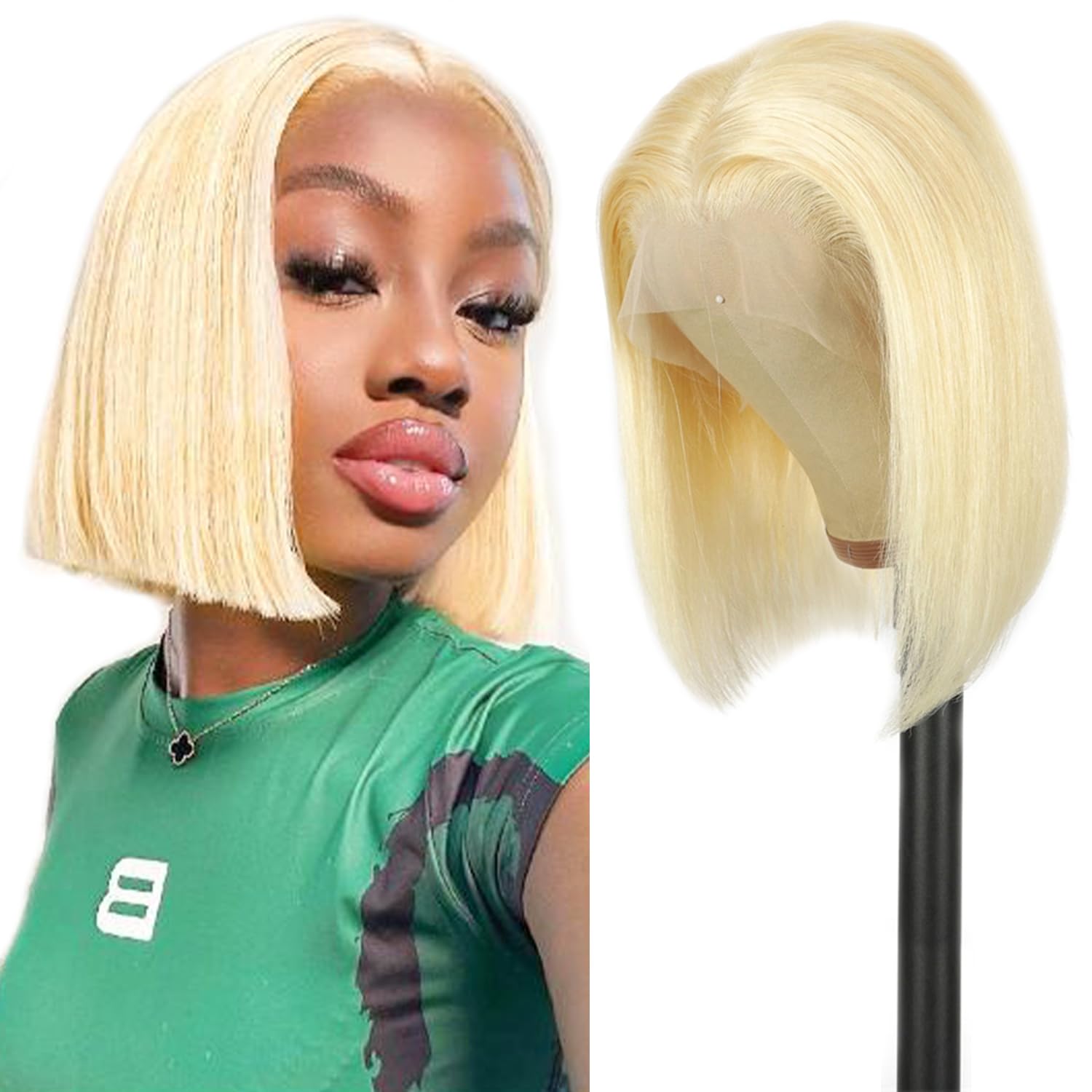 Blonde Bob Wig Human Hair Short Bob Wigs For Women 613 Bob Wig Human Hair Glueless 180 Density 12 Inch 13x4 HD Frontal Lace Straight Lace Front Wig