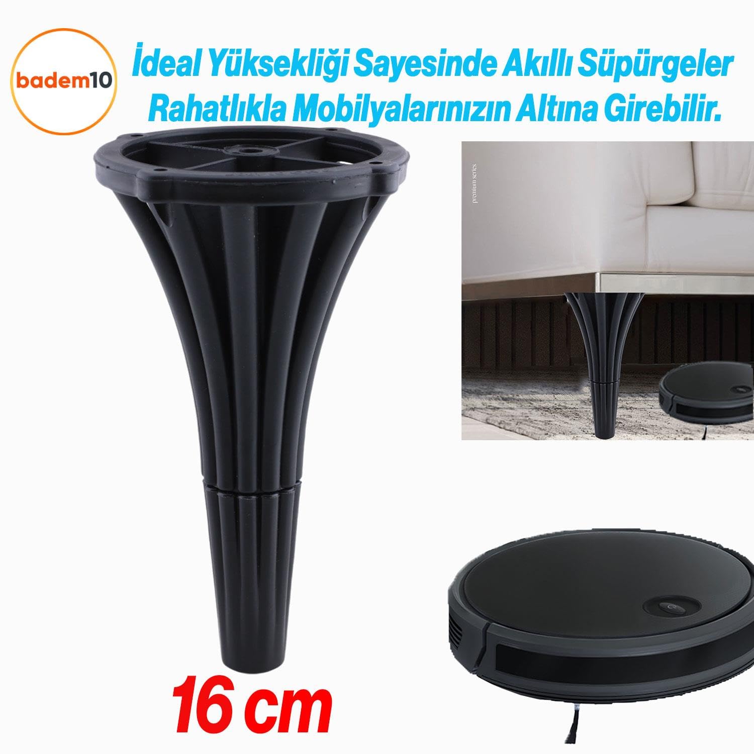 (4 ADET) İstanbul 16 cm Siyah Mobilya Kanepe Koltuk Tv Ünitesi Konsol Ayağı Ayak Ayakları